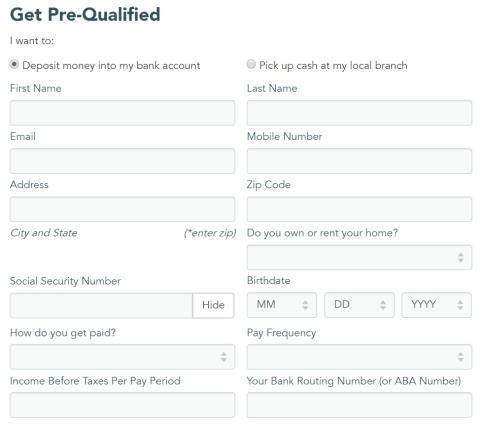 Check Into Cash application