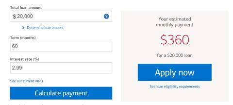 bank of america alculator