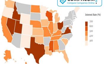 THIS MAP SHOWS THE STATES WHERE PAYDAY LOANS CHARGE NEARLY 700 PERCENT INTEREST